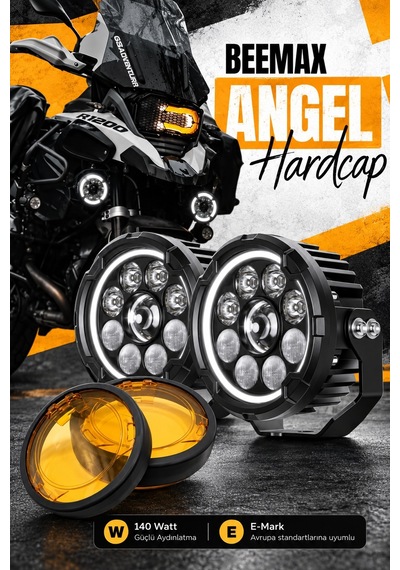 E-mark- Tip Onaylı Beemax White Angel Hardcap 140 Watt Profesyonel Motosiklet Led Sis Far Takımı Bmw 1200-1250-1300gs