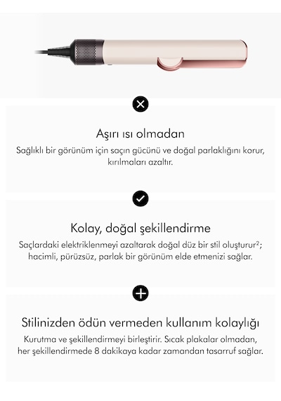 Dyson Airstrait™ Islaktan Kuruya Saç Düzleştirici (Ceramic Pink)