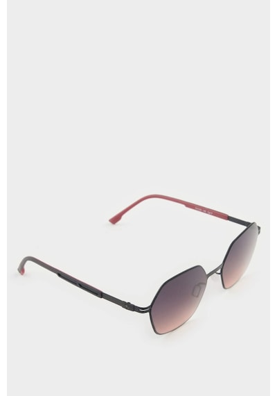 Defacto Erkek Altıgen Bordo Metal Çerçeve Siyah Cam UV Güneş Gözlüğü F0493AXNS
