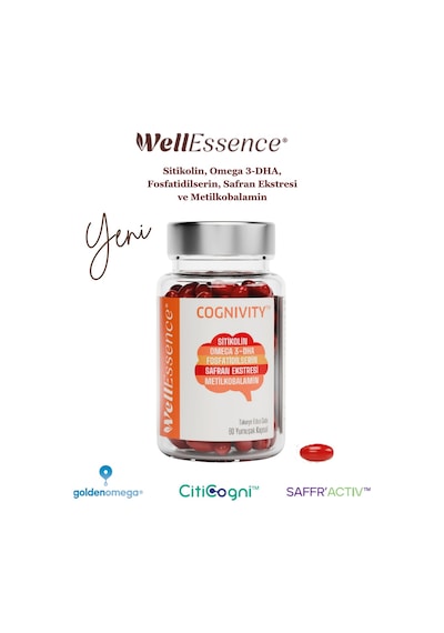 Cognivity - Sitikolin, Dha Omega 3 Balık Yağı, Fosfatidilserin, Safran Ekstresi Ve Vitamin B12 İçeren Takviye Edici Gıda