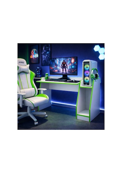 Livan Oyuncu Masası Gaming Bilgisayar Masası Geniş Çalışma Alanlı Modern Pc Ve Çalışma Masası Beyaz Yeşil Livan Oyuncu Masası Gaming Bilgisayar Masası Geniş Çalışma Alanlı Modern Pc Ve Çalışma Masası Beyaz Yeşil