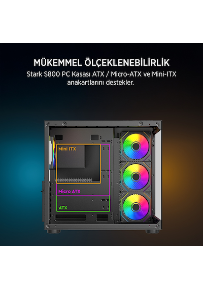 James Donkey Stark S800 4xargb Temperli Cam 650w 80+ Bronze Atx Siyah Gaming Oyuncu Kasa