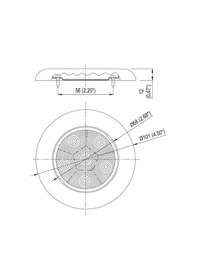 Labarka Tavan Lambası 6 LED'li 12V 10cm Gün Işığı