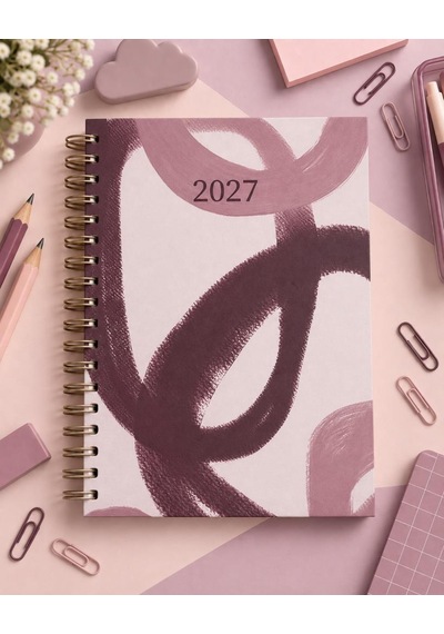 Lizy 2027 Günlük Spiralli Sert Kapak 17x24 Cm Ajanda Model-1 Pembe