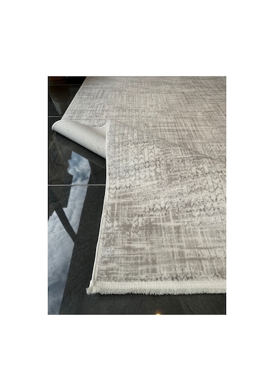 Merinos Vista %100 Akrilik Beyaz Gri Desenli Kesme Halı Yolluk Antre Koridor Salon Halısı 79300-95