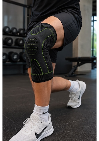 Medikal Ortapedik Patella Jel Pad Destekli Yan Stabilizatörlü Spor Koruyucu Set Yeşil