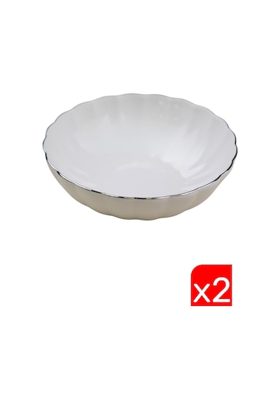 Kütahya Porselen Bone Luz Platin Fileli Çorba Kasesi 15cm 2 Li Çok Renkli