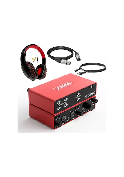 Midex Glx-900hd Pro Üst Segment Usb Stüdyo Ses Kartı 4 Giriş 4 Çıkış Kulaklık Ve Kablo