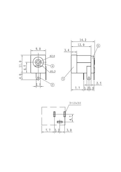 5.5mm X 2.1mm Dc Güç Soketi Plastik Dc005 Pcb Tip