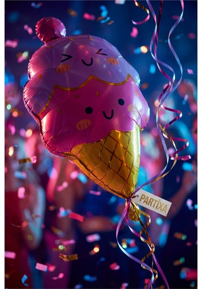 Külah Dondurma Figürlü Pembe Folyo Balon Kız Çocuk Doğum Günü Ice Cream Konsept Parti Süsleme Çok Renkli