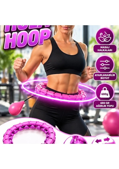 Ayarlanabilir Akıllı Hula Hoop Mor 680 Gr Ağırlık Toplu Masaj Halkalı Egzersiz Çemberi Çok Renkli
