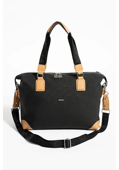Just Polo Kadın Büyük Valiz Boy Ayarlanabilir Askılı Lüks El Ve Omuz Çantası Shopper Siyah Taba