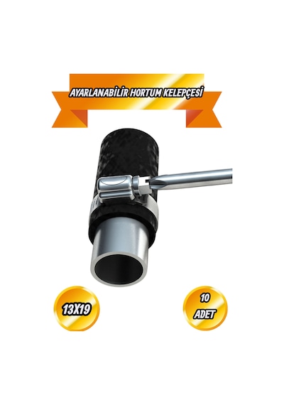 Hortum Kelepçesi Tork Ayarlı 13x19 Mm Paslanmaz Çelik Boru Metal Kelepçe Ayarlanabilir Klips 10 Adet