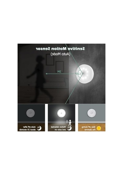 Kısılabilir Hareket Sensörü Gece Lambası, Usb Şarj Edilebilir, 10 Led 10 Parça Siyah