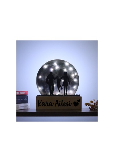 Led Işıklı Pleksi Dolunay Kişiselleştirilebilir Biblo Valeri Çocuklu Çift Anahtar Askılığı Gri - 737204852 Gri