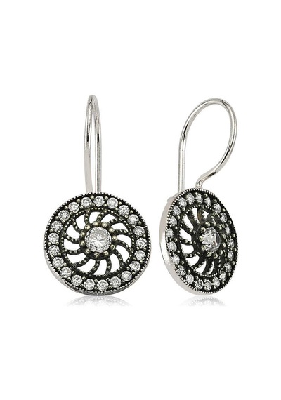Gumush Gümüş Taşlı Sallantılı Çiçek Küpe N11.51146