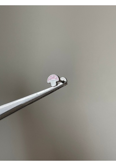 316 L Cerrahi Çelik Mantar Model Labret Dudak Ve Kıkırdak Piercingi Mantar Piercing Kahverengi