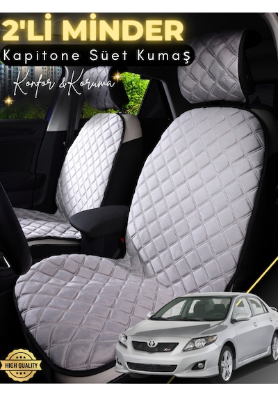 Toyota Corolla Uyumlu 2'li Süet Oto Koltuk Minderi Terletmez Universal Oto Aksesuar A3 Gri