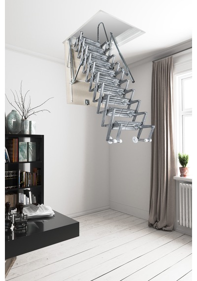 Aytürk Fantozzi Acisvazia Italya Menşei 60 x 70 Galveniz Kaplı Makaslı Metal Çatı Merdiveni H:320 CM