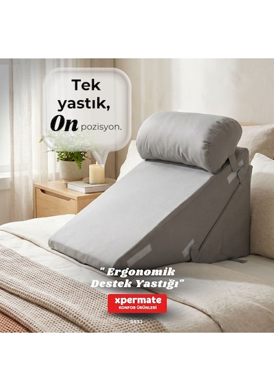 Ergonomik Destek Yastığı Baş, Sırt, Bel Ve Bacak Desteği Gri