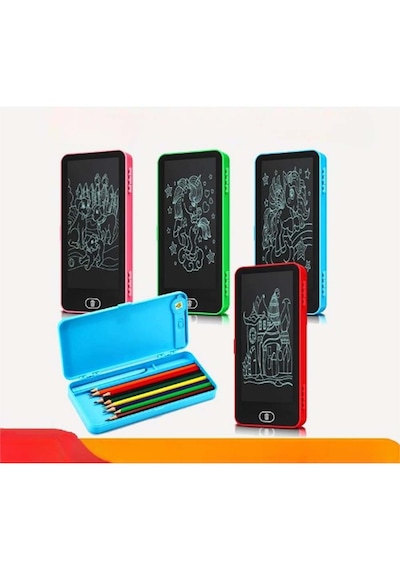Silme Emniyet Kilitli Lcd Ekran Silinebilir Dijital Yazı Tahtası Kalemlik Ebat 20cm X 9cm X 2,2cm Mavi
