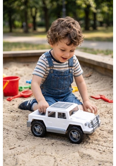 Pick-up Jeep Araba - Beyaz Arazi Tipi Açık Yük Kasalı 28 Cm Pick-up Oyuncak Kamyon
