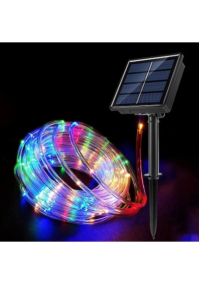Tr Güneş Enerjili Esnek Şerit Hortum Bahçe Aydınlatması 10 Metre Rgb Çok Renkli