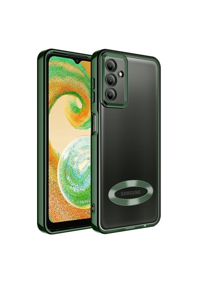 Samsung Uyumlu Galaxy A14 Kılıf Kamera Korumalı Logo Gösteren Zore Omega Kapak Koyu Yeşil