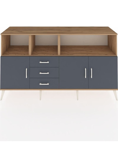 Hyperion Konsol 5 Raflı 3 Çekmeceli 3 Kapaklı 176x44x99 Çam-antra Çam-antrasit