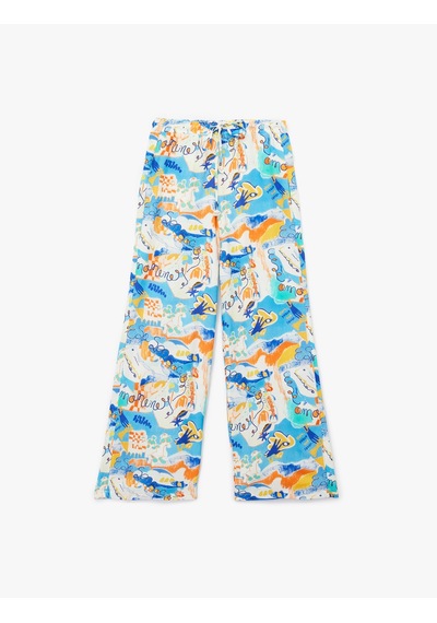 Koton Keten Karışımlı Desenli Bol Paça Pantolon Mavi Desenli 5sak40163ew Mavi Koton Keten Karışımlı Desenli Bol Paça Pantolon Mavi Desenli 5sak40163ew Mavi