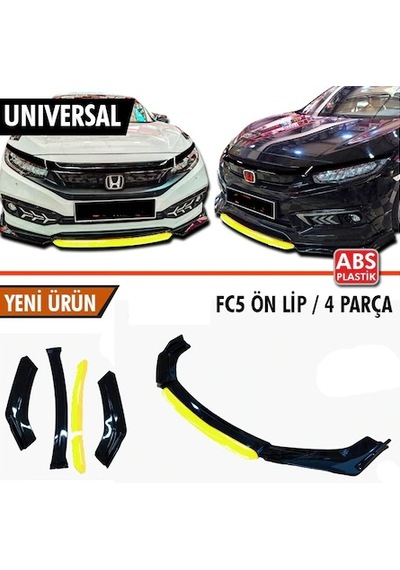 Universal Esnek 4 Parça Sarı Dilli Lip Piano Black Flaplı Abs
