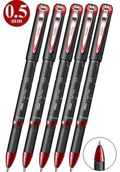 Kırmızı Pilot Kalem Dna Gel Pen 5 Adet Scrikss Pilot Kalem 0.5mm Roller Uç Pilot Kalem İnce Uçlu Likit Mürekkepli