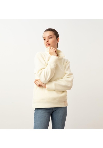 Nors Vanir Basic Yarım Fermuarlı Polar Sweatshirt Ekru 001