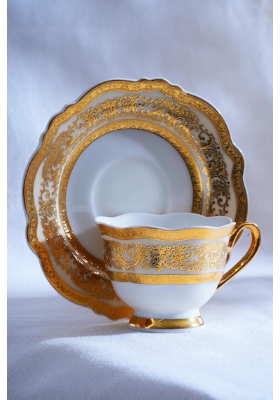 Acar Lılıbet 6 Kişilik Kahve Fincanı Takımı - 90 Ml Beyaz - Gold