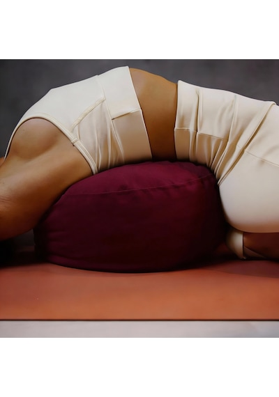 Rebuwo Kadife Yoga & Meditasyon Minderi, Ergonomik Oturma Destek Yastığı Bordo Bordo