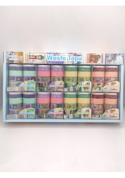 Vintage Washi Tape Bant Baskılı Yapışkanlı Maskeleme Kağıdı Desenli Bant 10'lu - Mor Pul Mektup 1