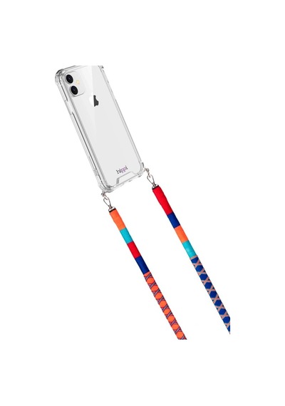 Hippi Pomegranate Renkli Örgü Deri Yassı Telefon Ve Çanta Askısı - 110 Cm