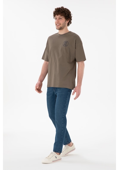 U.S. Polo Assn. Erkek Oversize Fit Bisiklet Yaka Vizon Tişört 50305904-VR052