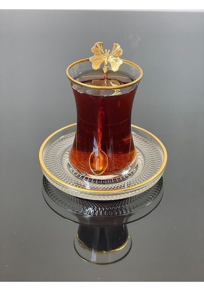 Atabey Home Çay Set 18 Parça 6 Kişilik Kelebek Çay Kaşıklı Çok Renkli