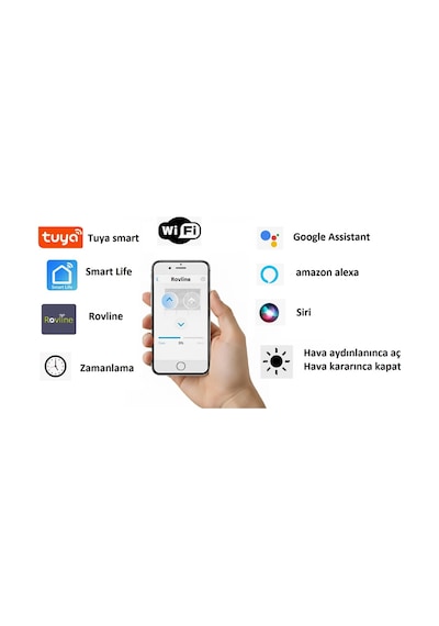 Akıllı Motorlu Stor Perde, Zaman Ayarlı, Kumandalı, Telefon Ve Sesle Kontrol, Tuya Uyumlu Siyah
