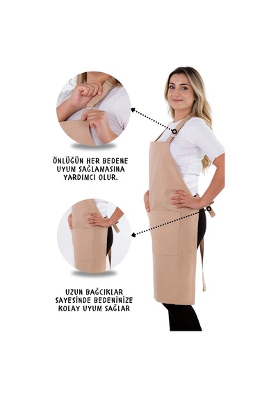 Sevilya Simple Ayar Askılı Mutfak Önlüğü Cappucino