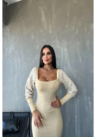 Modayakamoz Eyesof Kadın Kare Yaka Kolları Manşet Ve Tül Detay Fırsat Ürün Midi Boy Elbise Çok renkli Modayakamoz Eyesof Kadın Kare Yaka Kolları Manşet Ve Tül Detay Fırsat Ürün Midi Boy Elbise Çok renkli