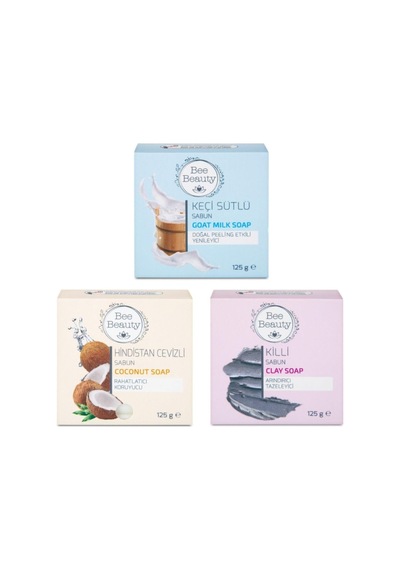 Bee Beauty Hindistan Cevizi + Keçi Sütü + Kil Katı Sabun 3 x 125 G
