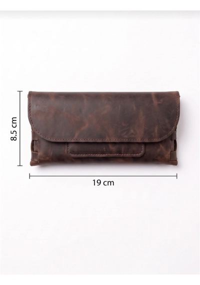 Vintage Leather Craft Hakiki Deri Erkek El Portföyü Acı Kahverengi