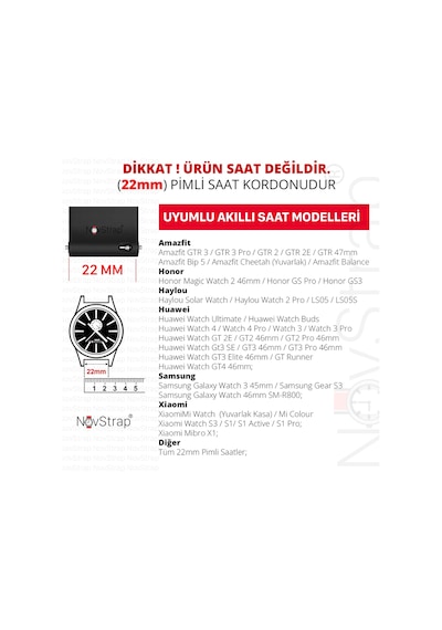 Novstrap Samsung Galaxy Uyumlu Watch 3 45mm/gear S3/r800  Kordon 22mm Lansman Silikon Kumaş Kayış
