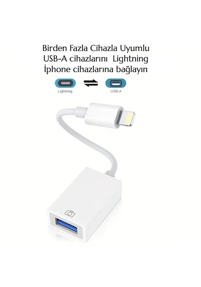 E-kervan Apple Uyumlu iPhone Lightning To Usb Çevirici Dönüştürücü Tak Ve Çalıştır 1 Adet