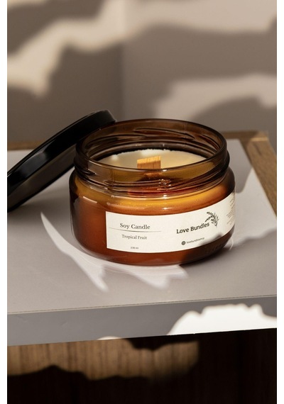 El Yapımı Tropikal Meyve Kokulu %100 Soya Wax Mumu 230ml-3185
