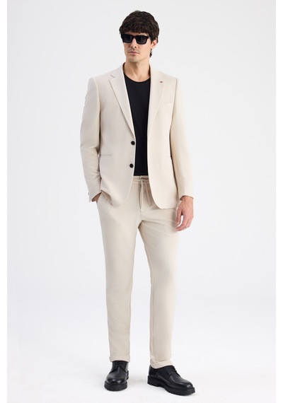 Twn Slim Fit Bej Armürlü Kumaş Ceket 6ec04bb01474m