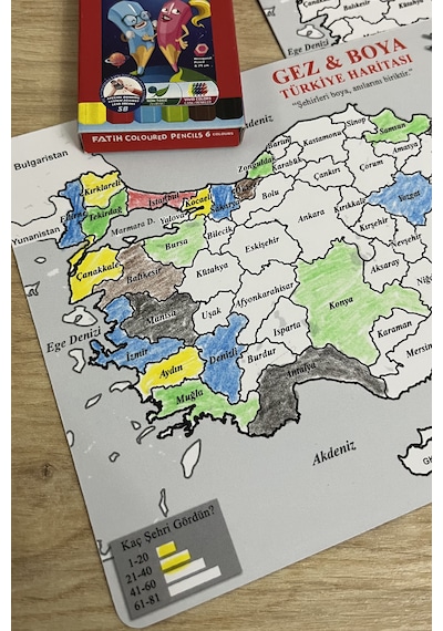Gez Boya Türkiye Haritası Magnet Mıknatıslı 81 İl Seyahat Ve Boyama Haritası Standart