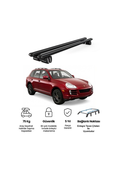 Pençe Porsche Cayenne Ara Atkı 2002-2010 Uyumlu Siyah Ara Atkı Port Bagaj Tavan Barı